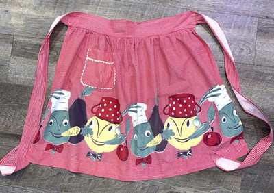 Vintage Handmade Apron Anthropomorphic Veggies 24''