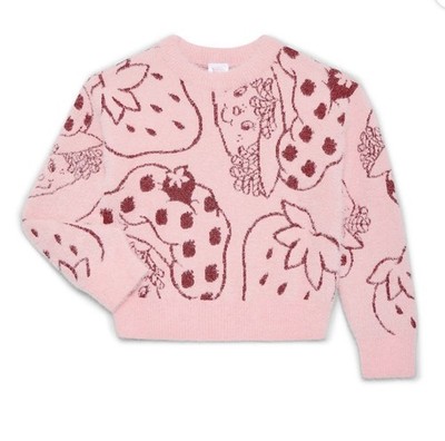 Strawberry Shortcake Girls Graphic Eyelash Glitter Sweater Size XS 4/5 New NWT
