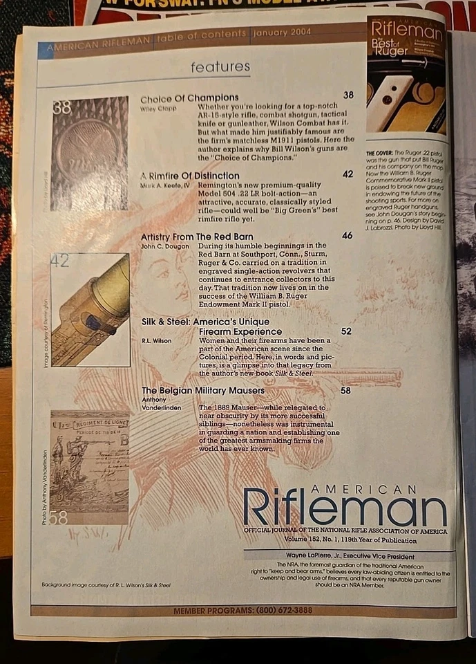 American Rifleman Magazine January 2004: Best Of Ruger, Remington 504, Wilson Foto 3 de 4