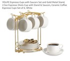 Espresso Cups with Saucers Set and Gold Metal Stand, 2.5oz Expresso Shots Cup... — photo 4