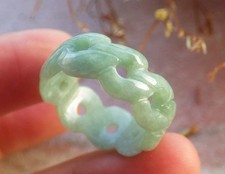 Video Certified Green Natural A JADE Jadeite Knotted RING USA. 9    716826 AS