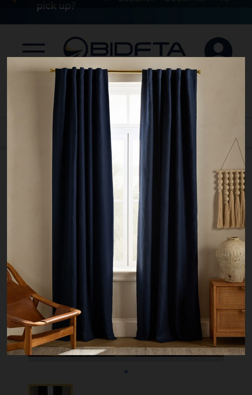 Quince European Linen 48x96 Curtain Panels Blue Light Filtering Rod Pocket