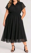 By Stacy London Size 2X Black Jersey Dress With Chiffon Overlay A682925 NWOT