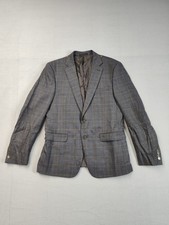 Calvin Klein Men Blazer 42 Gray Check Wool Blend Sport Coat Jacket Two Button