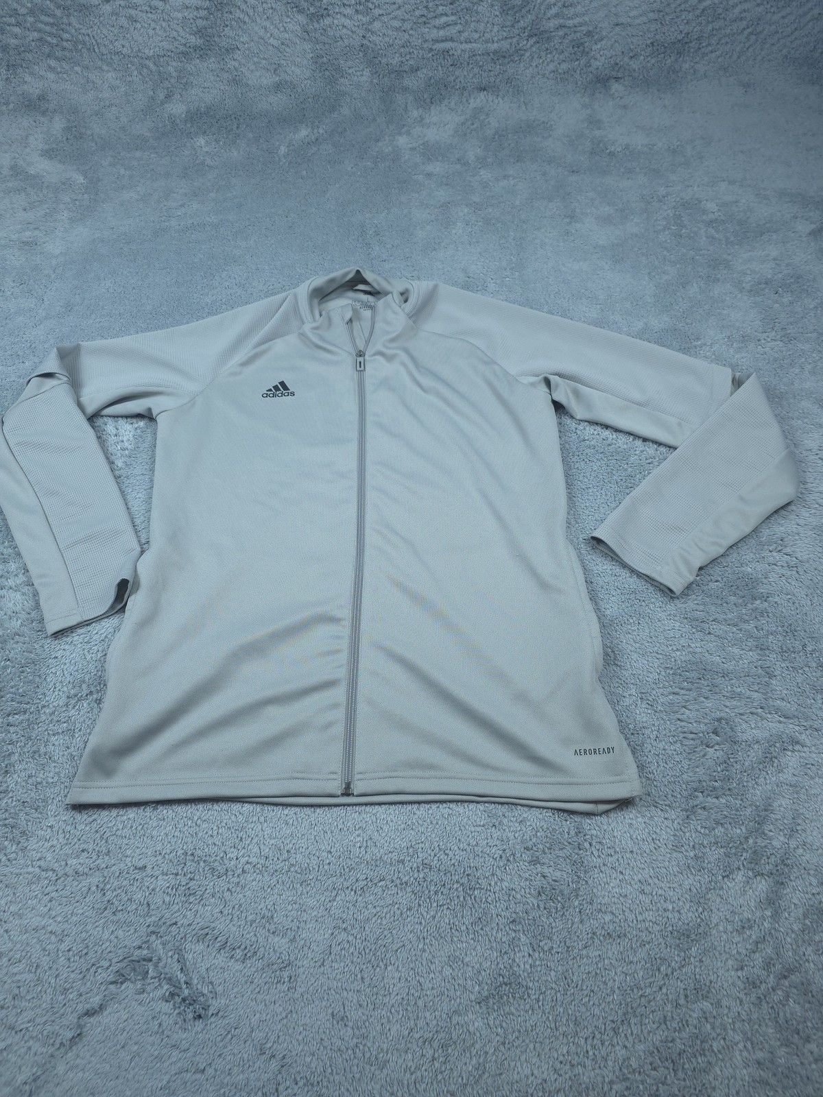Adidas Jacket Mens Large Gray AEROREADY Full Zip Athletic Training Three Stripes