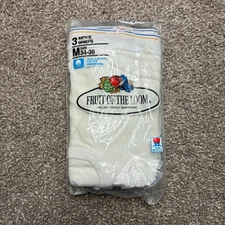 Fruit of the Loom Briefs Men Med 34-36 White 3 Pack Cotton Underwear 90s USA VTG