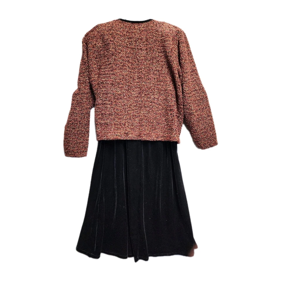 Vestido e jaqueta de jantar feminino tamanho 20 veludo meia-noite preto formal casamento igreja  - Imagem 2 de 4