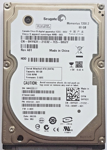 80 GB SATA Seagate Momentus 7200.2 ST980813AS 8MB HDD 2.5" interne Festplatte