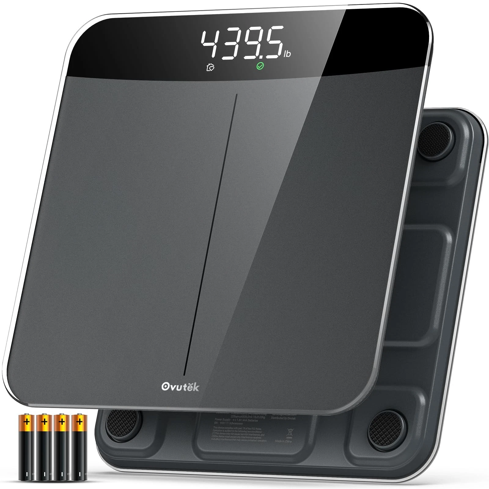 Ovutek Bathroom Scales Digital Weight, Topnotch Quality 11.8*11.8*1 in, Black