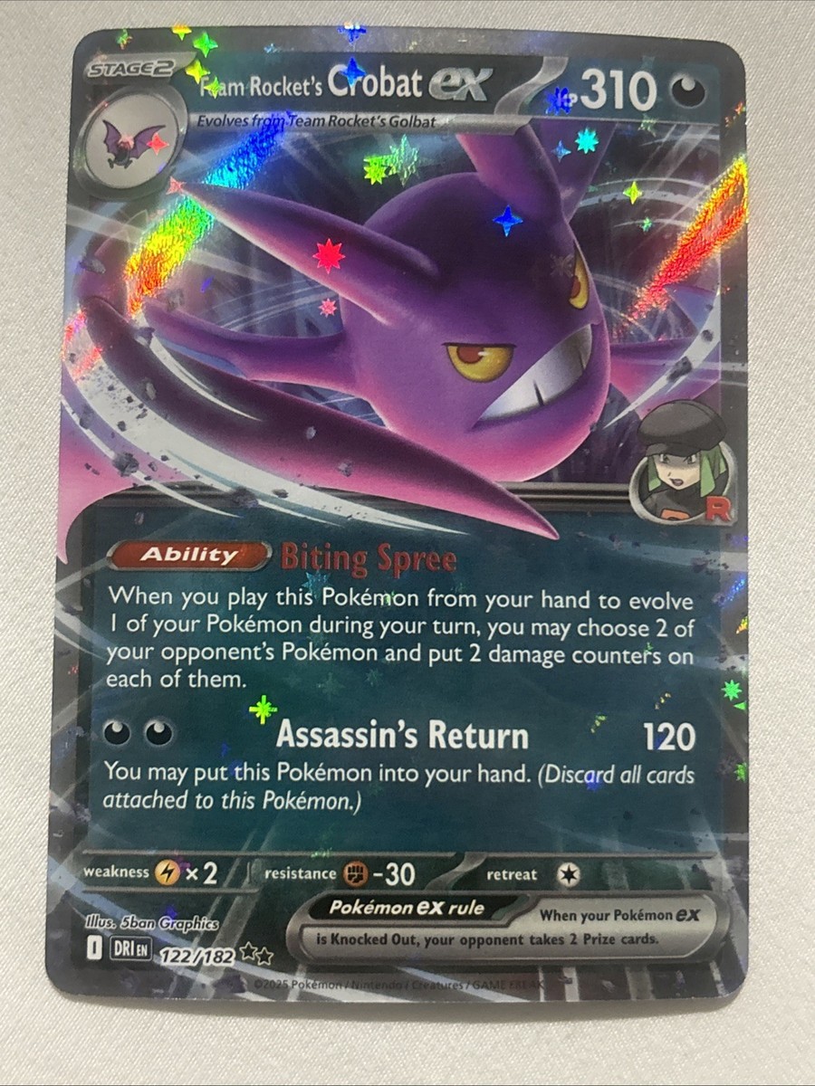 Pokémon TCG Team Rockets Crobat EX 122/182 Destined Rivals Double