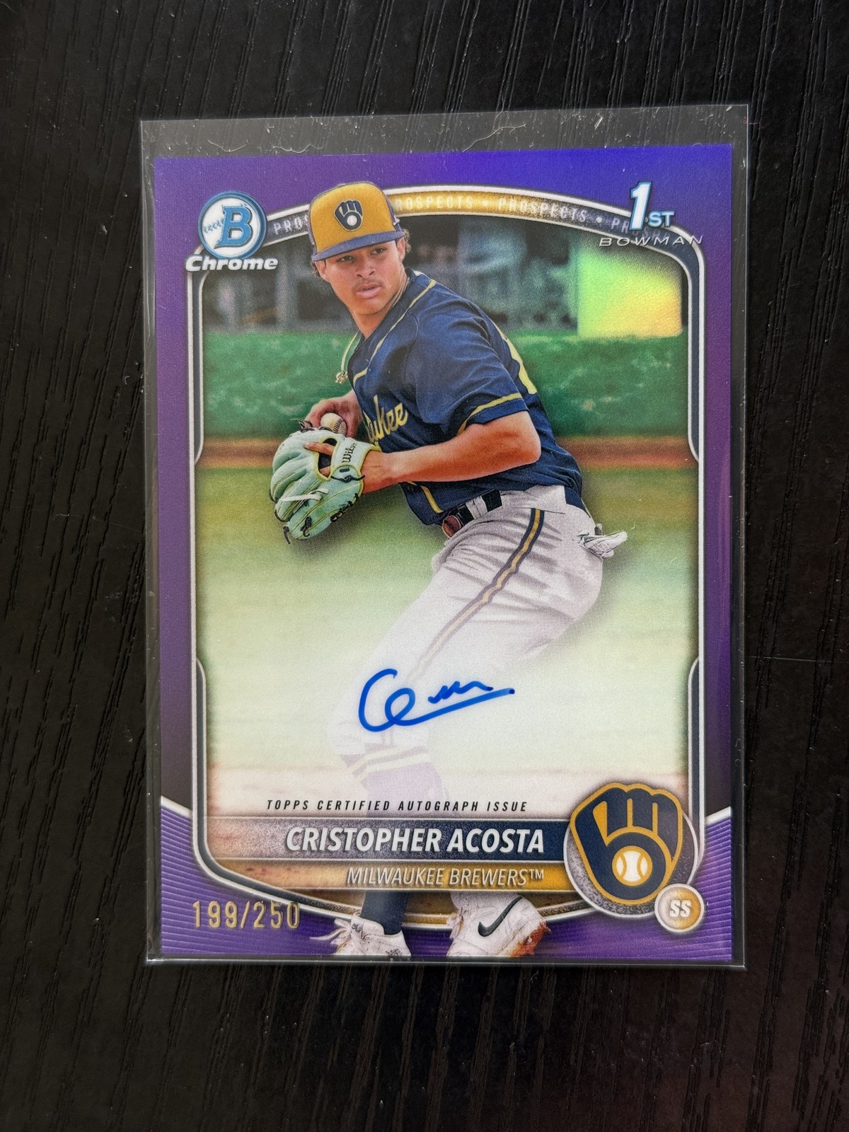 2025 Bowman Chrome #CPA-CAC Cristopher Acosta Prospect Autographs Purple #/250