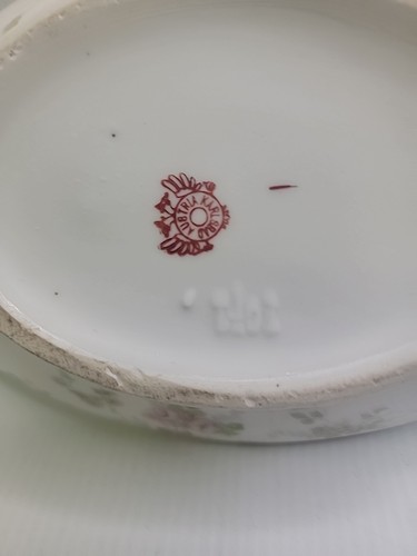 Vintage Austria Karlsbad Porcelain Tureen Vegetable Bowl Pink Floral Pattern - Picture 9 of 12