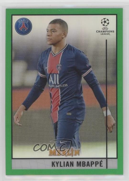 2020 Topps Merlin Collection Chrome UCL Green Refractor 34/99 Kylian Mbappe 0rc7