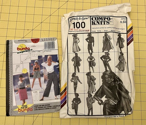 LOT of 2 Vtg Sewing Patterns - Pants, Stretch Knit Fabrics CUT Multi Size 8 - 18