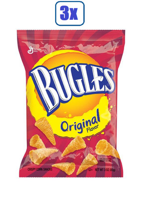 3x Bags Bugles Original Flavor Crispy Naturally Flavored Corn Chips Snacks 3oz