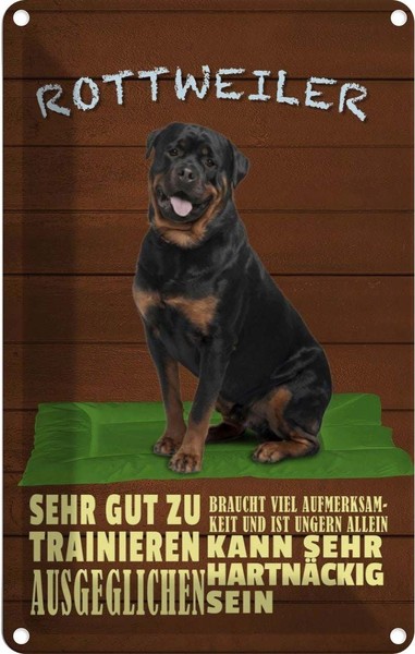 Blechschild 30X20 Cm Rottweiler Hund Ungern Allein Tier Haustier Deko Geschenk M-image