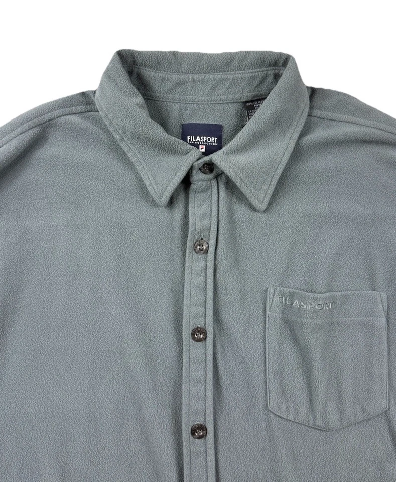 Chaqueta Camisa Y2K FilaSport The Collection Gris Abotonada Polar XL Foto 2 de 4