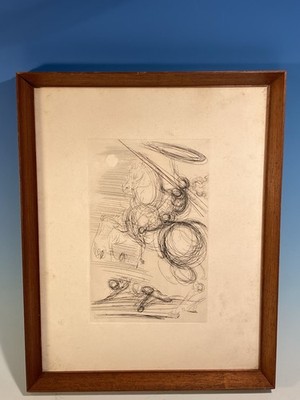 Salvador Dali Don Quixote Original Etching Framed Spanish Art Print on Paper