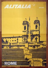 ADVERTISING-POSTER-ALITALY AIRLINES-ROME-1960-TRINITY STAIRCASE-100x70cm-226