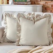 Pack of 2 Throw Pillow Covers 100 Cotton Pre Washed Ruffle Decorative