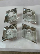 4 Western Germany Lead Crystal Candle Holders Dimond Cut German