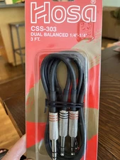 Hosa CSS 303 Dual  1/4in Balanced TRS Cable 3 ft - New