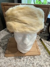 Vtg 1950  s Cream Colored Fur Ladies Pillbox Hat