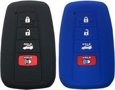 Silicone Protector Key Fob Cover fit for 2018 Highlander Prado Camry-Black Blue