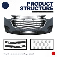 Front Bumper Cover Kit W/Grille  Fit For 2018 2019 2020 2021 Chevrolet Traverse
