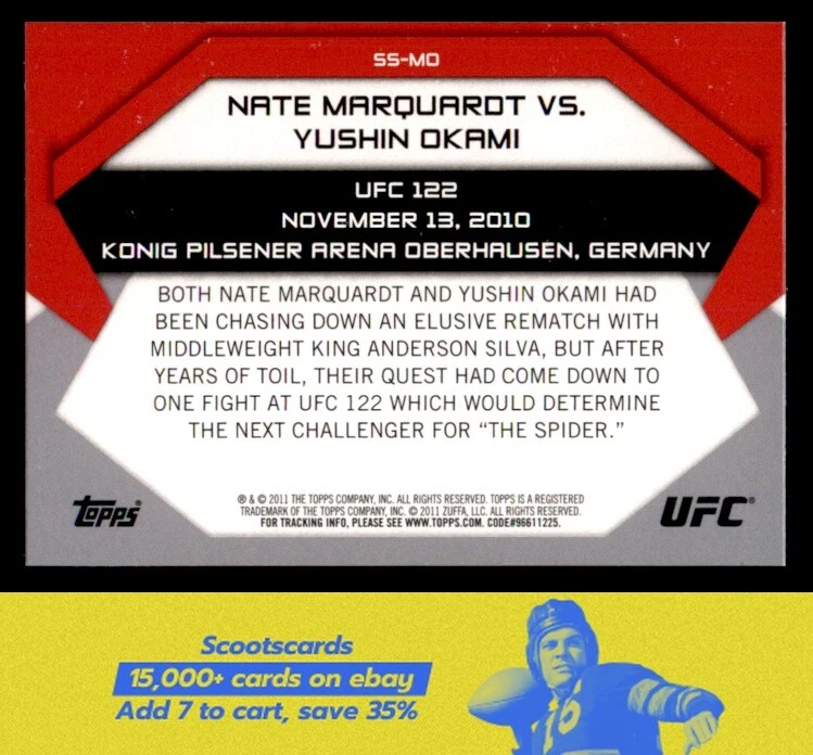 2011 Topps UFC Moment of Truth - Showdown Shots Duals Marquardt/Okami #SS-MO - Image 2 of 2
