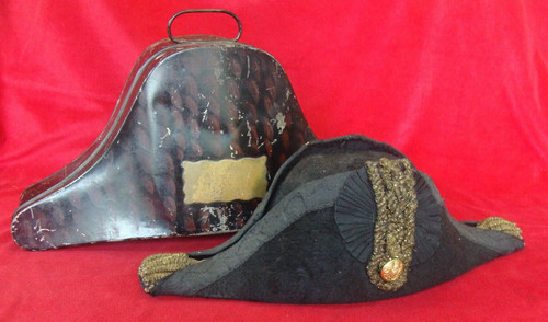 19th Century BRITISH OFFICER BICORN COCKED HAT NAPOLEONIC STYLE Original CASE