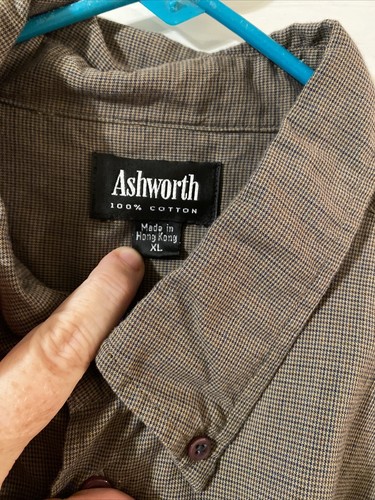 Ashworth OLIVE GREEN Plaid Mens XL Button Down Long Sleeve Shirt - Picture 2 of 4