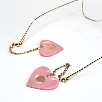 GUCCI GG1032O 1032 Gold Chain Pink Pearl Heart Pendant Charm