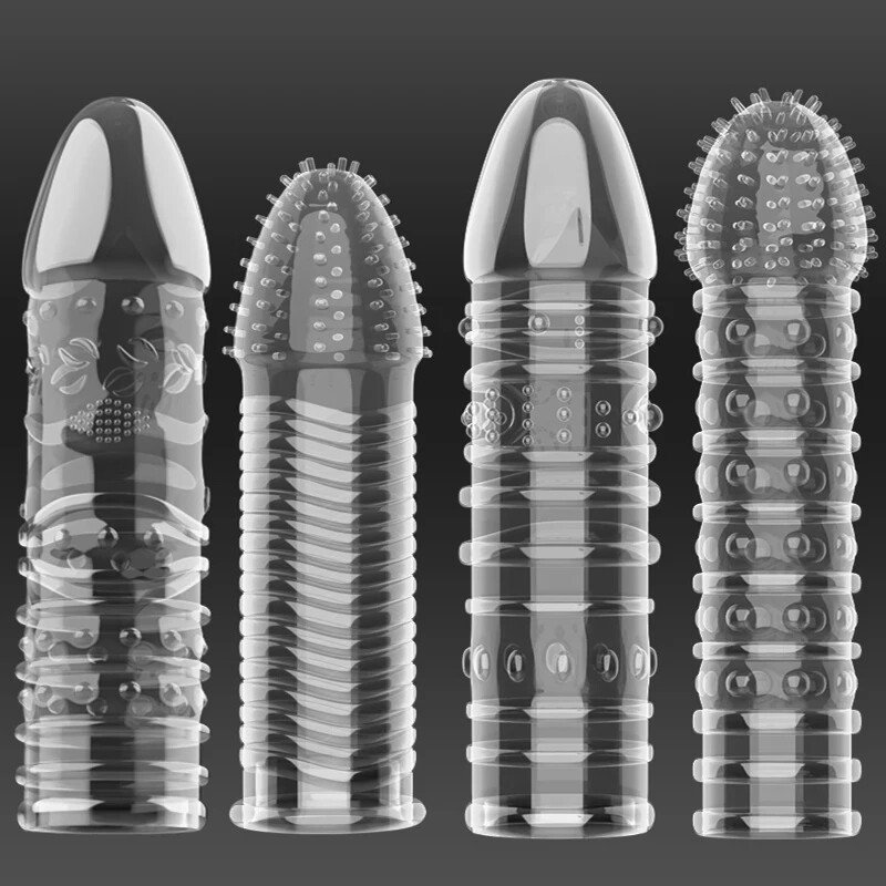 Penis-Abdeckungen-Extender-Männer-Penis-Kondome-Erwachsene-Spielzeug-Männlich
