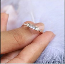 Natural Baguette Labradorite Ring Minimalist Ring Wedding Band Ring Gift For Her