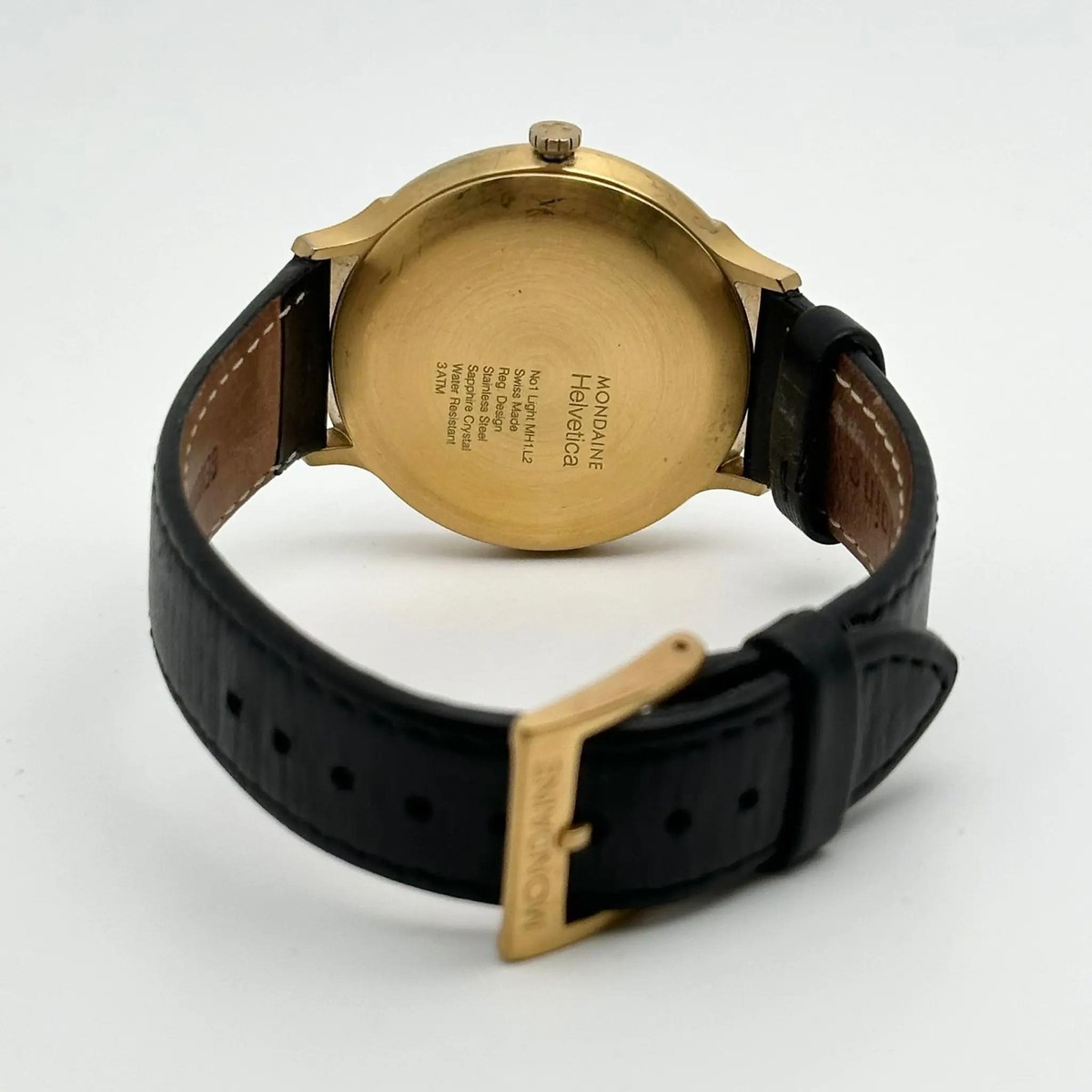 Mondaine Helvetica No1 38mm Gold-Tone Steel White Dial Watch MH1