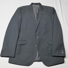 Kenneth Cole Reaction 46L Gray Micro Check Mens Sport Coat Suit Jacket Blazer
