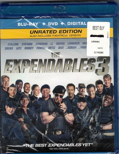The Expendables 3 Blu-ray Sylvester Stallion Mel Gibson Action Snipes Statham