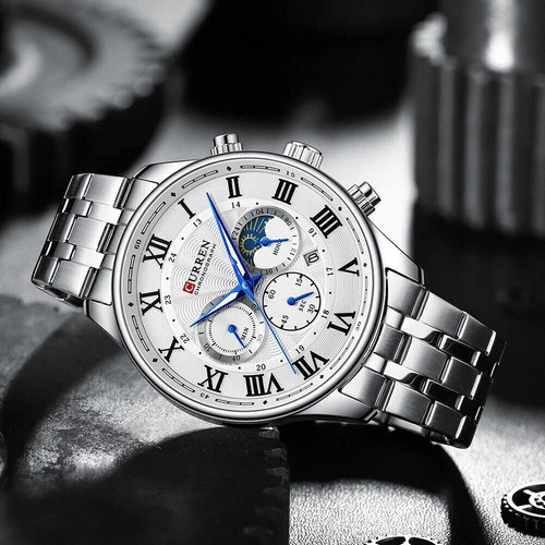 CURREN Reloj Pulsera Hombre Acero Inoxidable Relojes Informal Impermeable Reloj Cuarzo - Imagen 9 de 28