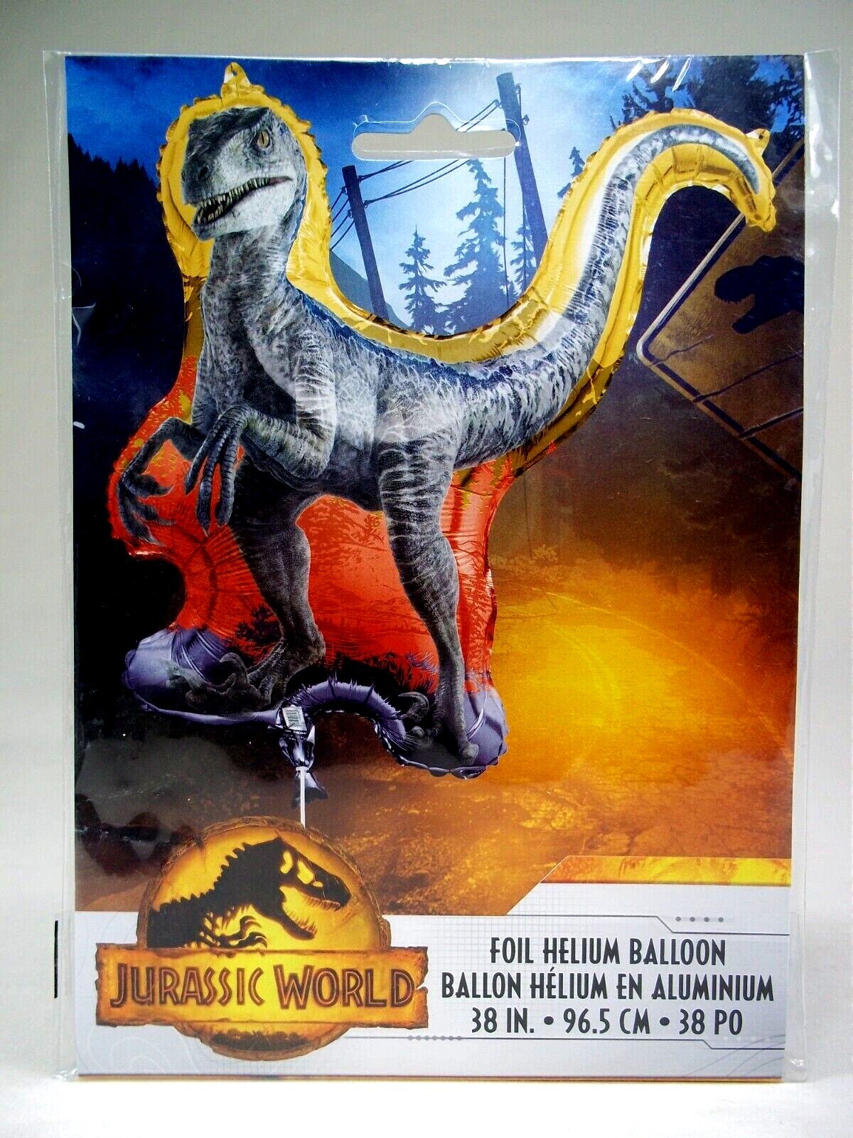 Jurassic Park Foil Helium Balloon Blue Velociraptor Dino Jurassic World ...