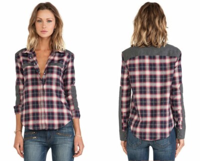 NEW Iro clelie plaid button down shirt size S