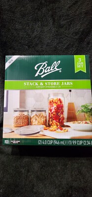 Ball 3pk Stack & Store Jars - Two 4 Cup and One 9.9 Cup