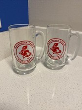 Vintage Set Of 2 Chippewa Falls Wisconsin High School Cardinals Glass Steins EUC