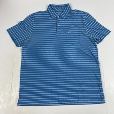 Vineyard Vines Polo Shirt Mens Medium Blue Short Sleeve Golfer Golfing Striped