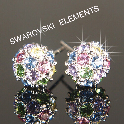 8mm Men Lady 9K White Gold Filled Earring made with Swarovski Crystal E/9411m - Picture 1 of 4