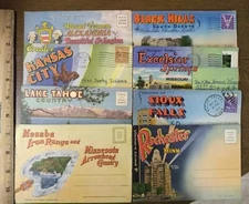 vintage souvenir postcard folders lot 8 USA America Americana