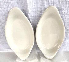 Vintage Hall Au Gratin Baker Dishes #520 Set Of 2  White  8"W x 4 1/2"L  1960's