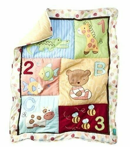 Juego de cama de cuna para niños Kidsline Tiddliwinks ABC 123 3 piezas animal vaca oso pez abeja Foto 2 de 4