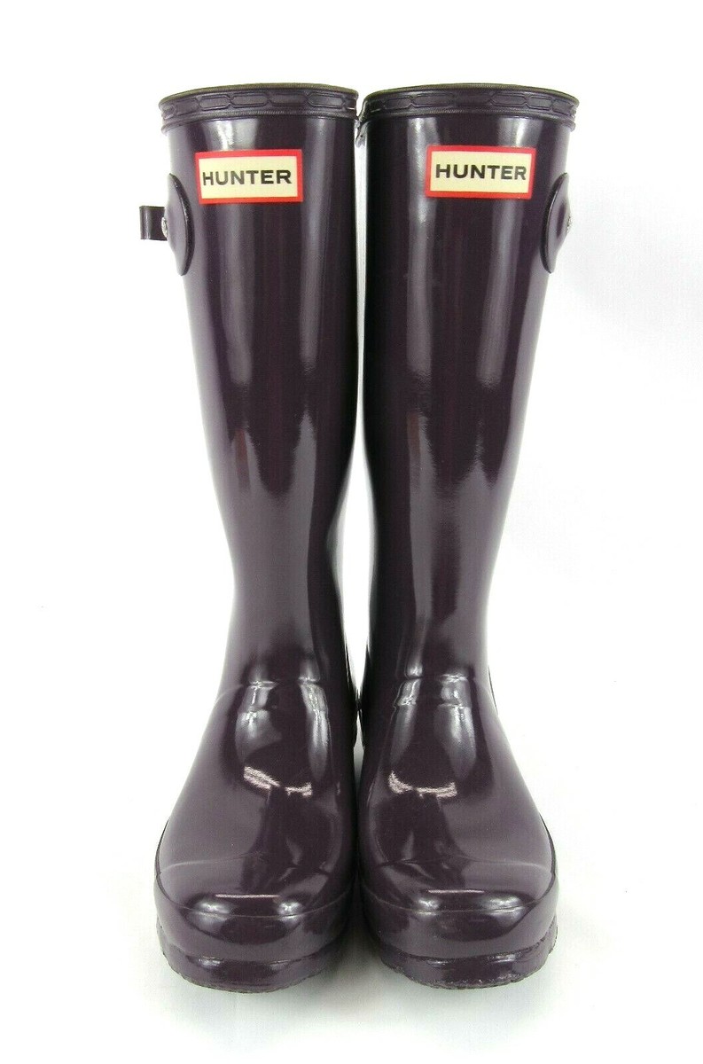 HUNTER ORIGINAL Size 4B / 5G EU 36 Plum Gloss Purple Tall Women