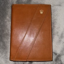Vintage ROLEX Notepad Notebook Paper Card Case Brown Leather *PLEASE READ*